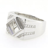 Sterling Silver Semi Mount Ring Setting Princess SQ 7x7mm Men's Ring Mounting Bezel Set - Syzjewelry